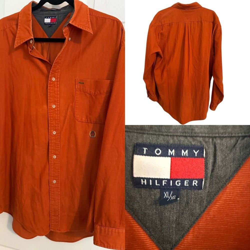 Tommy Hilfiger Orange crest Button-Up long sleeve Shirt XL
